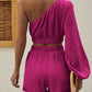 One Shoulder Long Sleeve Top and Shorts Set
