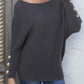 Full Size Boat Neck Long Sleeve Sweater