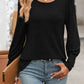 Full Size Decorative Button Round Neck Long Sleeve T-Shirt