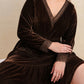 Plus Size Lace Detail V-Neck Long Sleeve Midi Dress