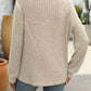 Full Size Decor Button Long Sleeve Ribbed T-Shirt