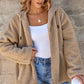 Drawstring Fleece Zip Up Hooded Jacket