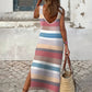 Slit Striped Round Neck Sleeveless Dress