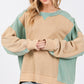 SAGE + FIG Color Block Round Neck Sweatshirt