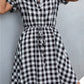 Plaid Notched Short Sleeve Dress