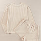 Round Neck Long Sleeve Top and Shorts Set