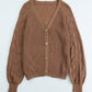 Openwork V-Neck Button Up Cardigan