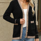 Contrast Trim Button Up Long Sleeve Cardigan