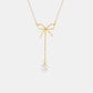 Stainless Steel Bow Pendant Necklace with Pearls