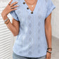 Openwork V-Neck Short Sleeve T-Shirt