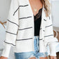 Striped Open Front Long Sleeve Cardigan