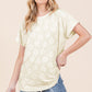 BOMBOM Textured Floral Pattern Short Sleeve T-Shirt