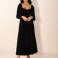 Sweetheart Neck Long Sleeve Midi Dress