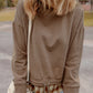 Drawstring Plaid Turtleneck Long Sleeve Top