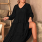 Plus Size Ruffled V-Neck Long Sleeve Dress