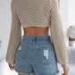 Sand n' Sun Openwork Tied Long Sleeve Knit Cover Up
