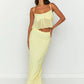 Square Neck Sleeveless Top and Ruched Skirt Set