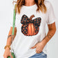 Full Size Pumpkin White Round Neck Short Sleeve T-Shirt