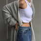 Fuzzy Open Front Solid Color Cardigan