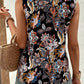 Printed Notched Sleeveless Top