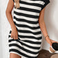 Contrast Striped Round Neck Short Sleeve Mini Dress