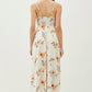 Be Cool Floral Peach Hibiscus Button Down Cami Midi Dress