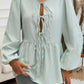 Devine Tied Striped Long Sleeve Blouse