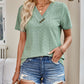 Full Size Eyelet V-Neck Short Sleeve Top