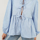 Tied Round Neck Long Sleeve Blouse