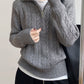 Cable-Knit Half Zip Long Sleeve Sweater