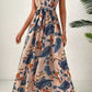 FULL SIZE Tied Slit Floral Sleeveless Dress