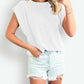 Full Size Textured Round Neck Cap Sleeve Blouse