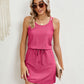 Eyelet Scoop Neck Sleeveless Dress