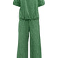 Full Size Plaid Round Neck Half Sleeve Top and Pants Set