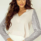 Sequin V-Neck Long Sleeve Blouse