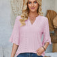 Eyelet Notched Half Sleeve T-Shirt