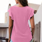Full Size Ruffled Round Neck Cap Sleeve Blouse