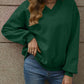 V-Neck Long Sleeve Dropped Shoulder Sweatshirt