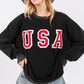 SAGE + FIG USA Letter Patch Round Neck Sweatshirt
