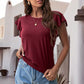 Full Size Ruffled Round Neck Cap Sleeve Blouse