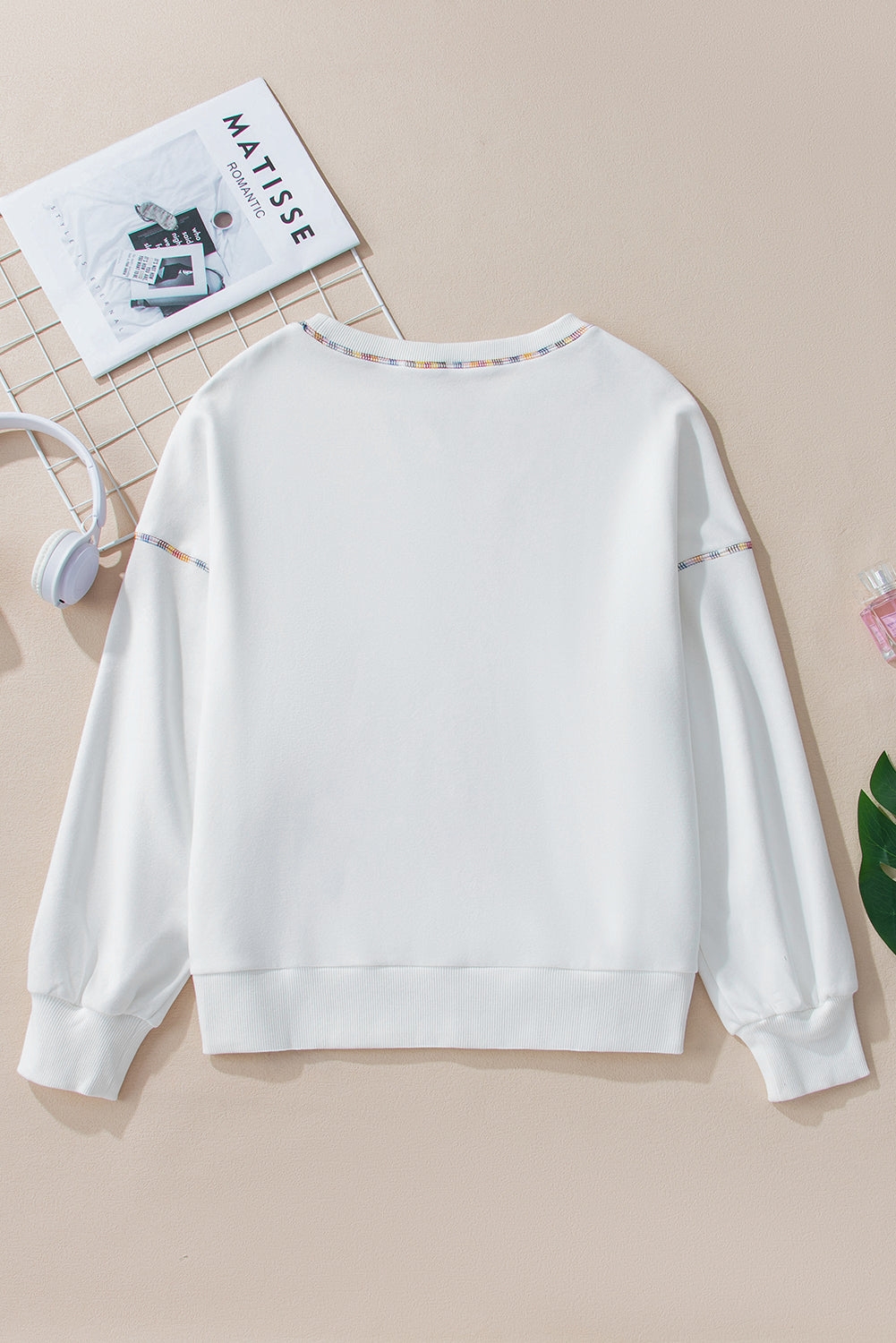 MARDI GRAS White Round Neck Long Sleeve Sweatshirt