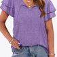 Tie-Neck Layered Flutter Sleeve Blouse