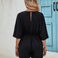 Cutout Surplice Half Sleeve Romper