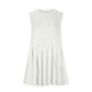 Pleated Round Neck Sleeveless Mini Dress