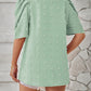 Full Size Swiss Dot Round Neck Short Sleeve Blouse