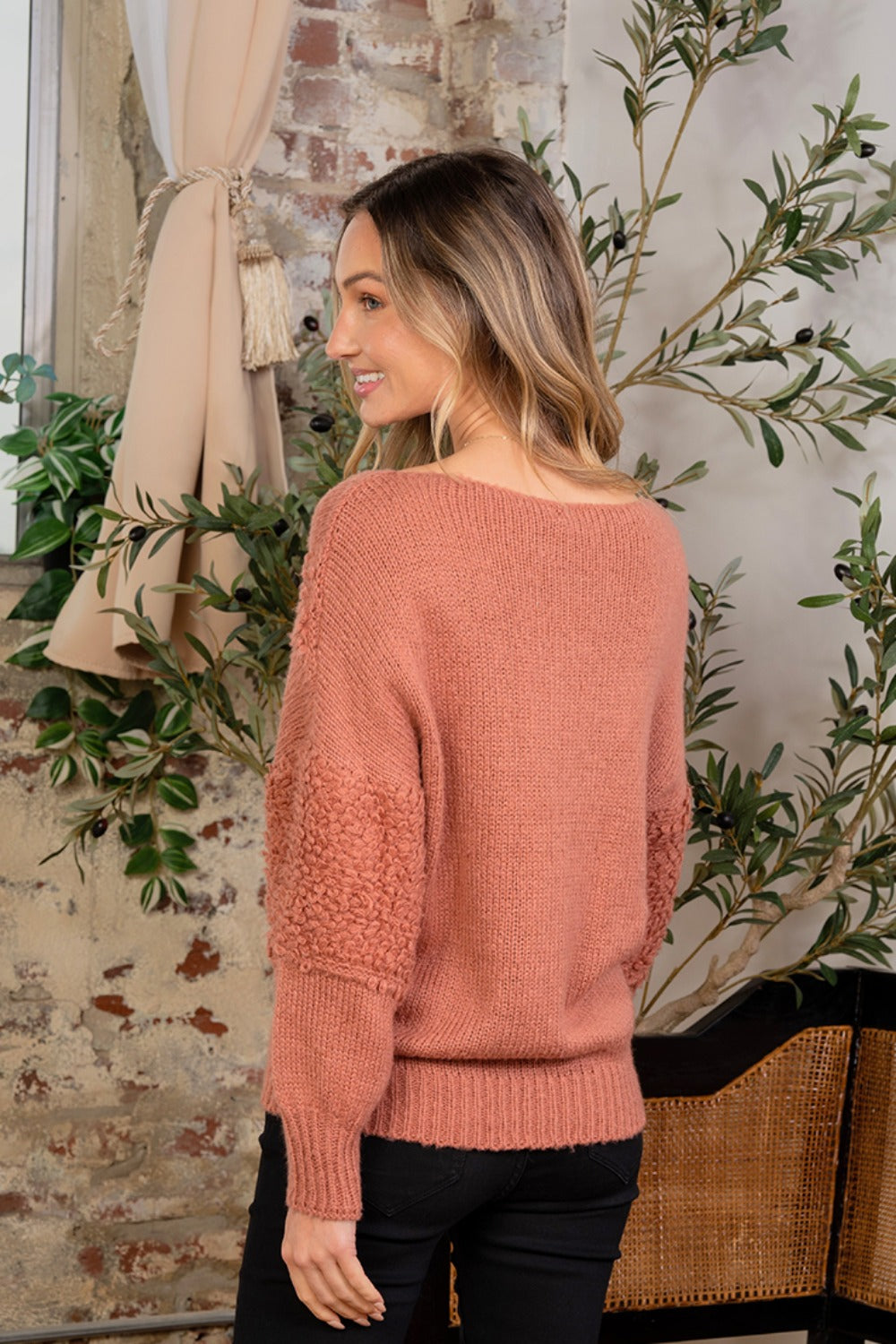 Sew In Love Boat Neck Long Sleeve Sweater *