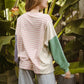 BiBi Exposed Seam Slit Striped Round Neck T-Shirt - Brand BiBi