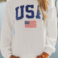 US Flag White Corded Long Sleeve Sweatshirt