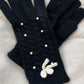 Thermal Pearl Detail Bow Five-Finger Gloves