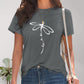 Dragonfly Graphic Round Neck Short Sleeve T-Shirt